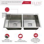 Opus Double Bowl with Tap Hole (37”x18”) Model - DBMH 3718 - Image 3